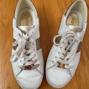 Michael Kors White Sneakers with Gold Details